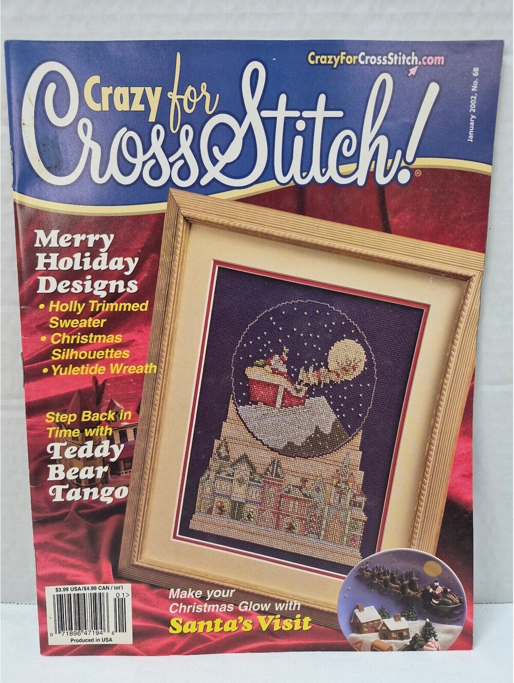Crazy for Cross Stitch Magazine January 2002 Featuring Santa Visit Pattern J278